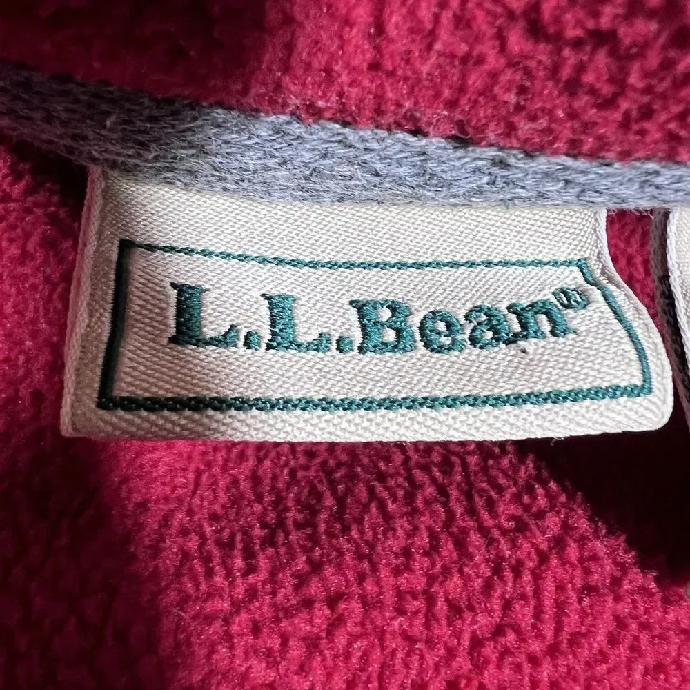 Vintage 90s LL Bean Red Fleece V-Neck Pullover Sweater Men's XL Hong Kong - Picture 7 of 9